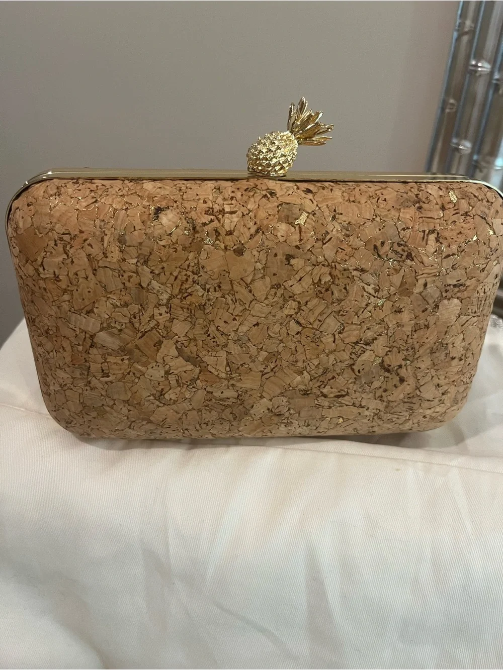 Natural Cork Pineapple Clasp Evening Clutch
